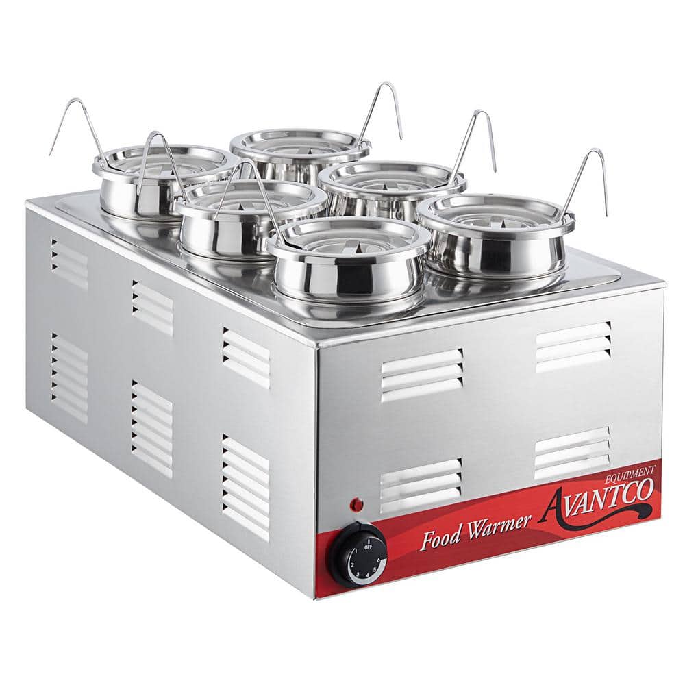 Six 2.5 Qt. Silver Stainless Steel Electric Countertop Food Warmer for Topp