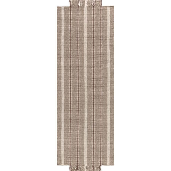Toluca Striped Wool Taupe 2 ft. x 8 ft. Indoor Runner Rug