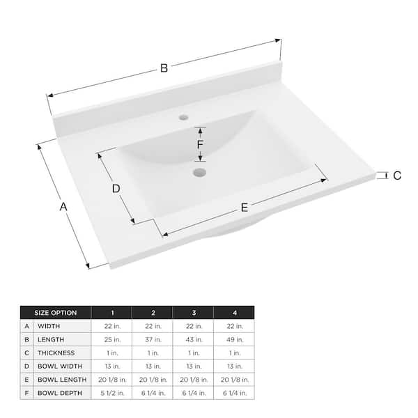 Contour 43 in. W x 22 in. D Solid Surface Vanity Top with Sink in Bisque