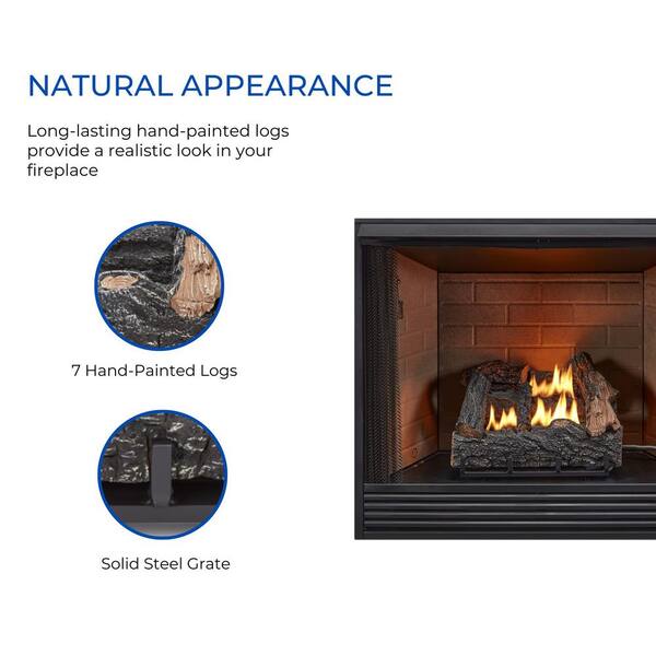 HearthSense 18 in. 30,000 BTU Manual Control Country Oak Vent Free Dual  Fuel Gas Log Set 140317 - The Home Depot