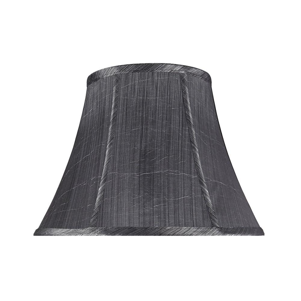 Gray and Black Synthetic Fabric Bell Lamp Shade, 13" Wide