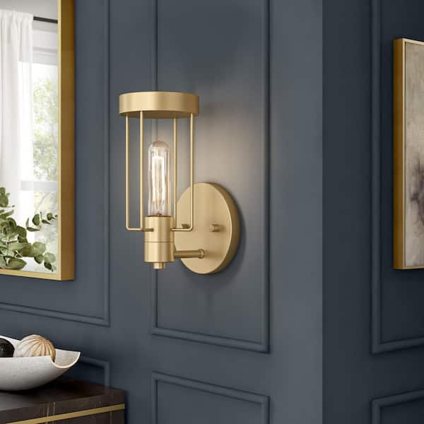Designers Fountain Tafo 4.75 in. 1-Light Golden Mist Modern Wall Sconce with Open Cage Design