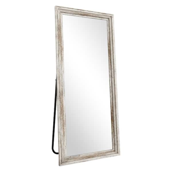 White 22 in. W x 65 in. H Rectangle Wood Framed Floor Mirror