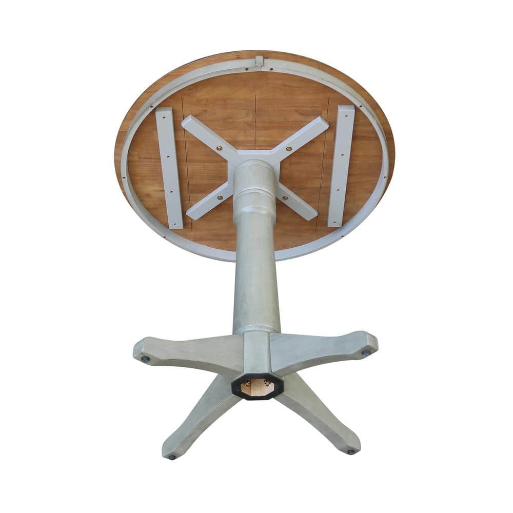 Distressed Hickory and Stone Round Wood Counter Height Table