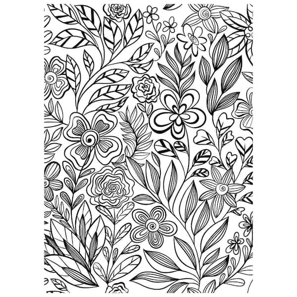 Packed Party Garden Simply Stated Black Vinyl Peel and Stick Wallpaper Sample