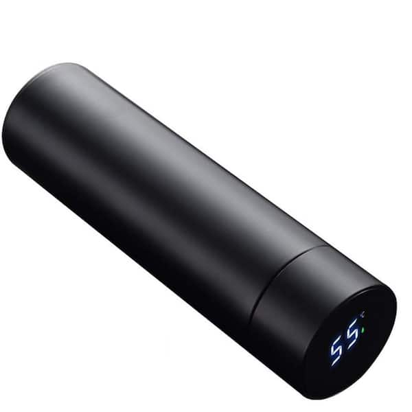 15 oz. Black Stainless Steel Smart Water Bottle Vacuum Flask, Travel Mug with Smart LCD Touch Screen, Keep Hot or Cold
