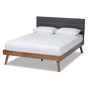 Devan Dark Grey and Walnut Queen Platform Bed