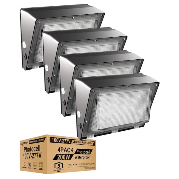 1500-Watt Equivalent Integrated LED Bronze Dusk to Dawn Wall Pack Light 28000 Lumens 5000K White with Photocell, 4Pack