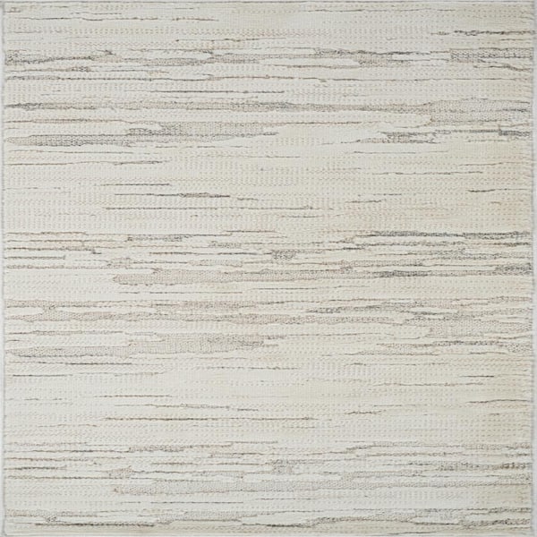 Taos Abstract Washable Indoor Doormat Rug 2' x 4' Beige Cream Modern Doormat Rug, Stain-Resistant Carpet