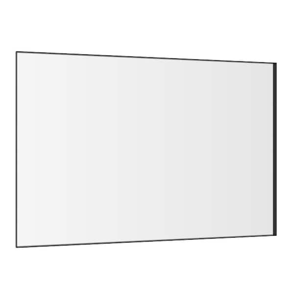 72 in. W x 48 in. H Rectangular Framed Wall Bathroom Vanity Mirror in Black