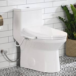 ADA Chair Height Elongated Bidet Toilet Combo Dual Flush 0.8/1.28 GPF in White with Electric Bidet Seat, Warm Air Dryer