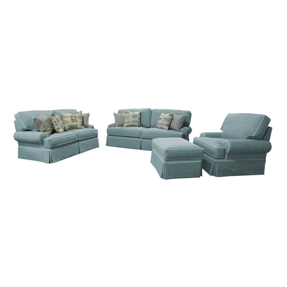 Aqua Upholstered Arm Chair with Reversible Cushions