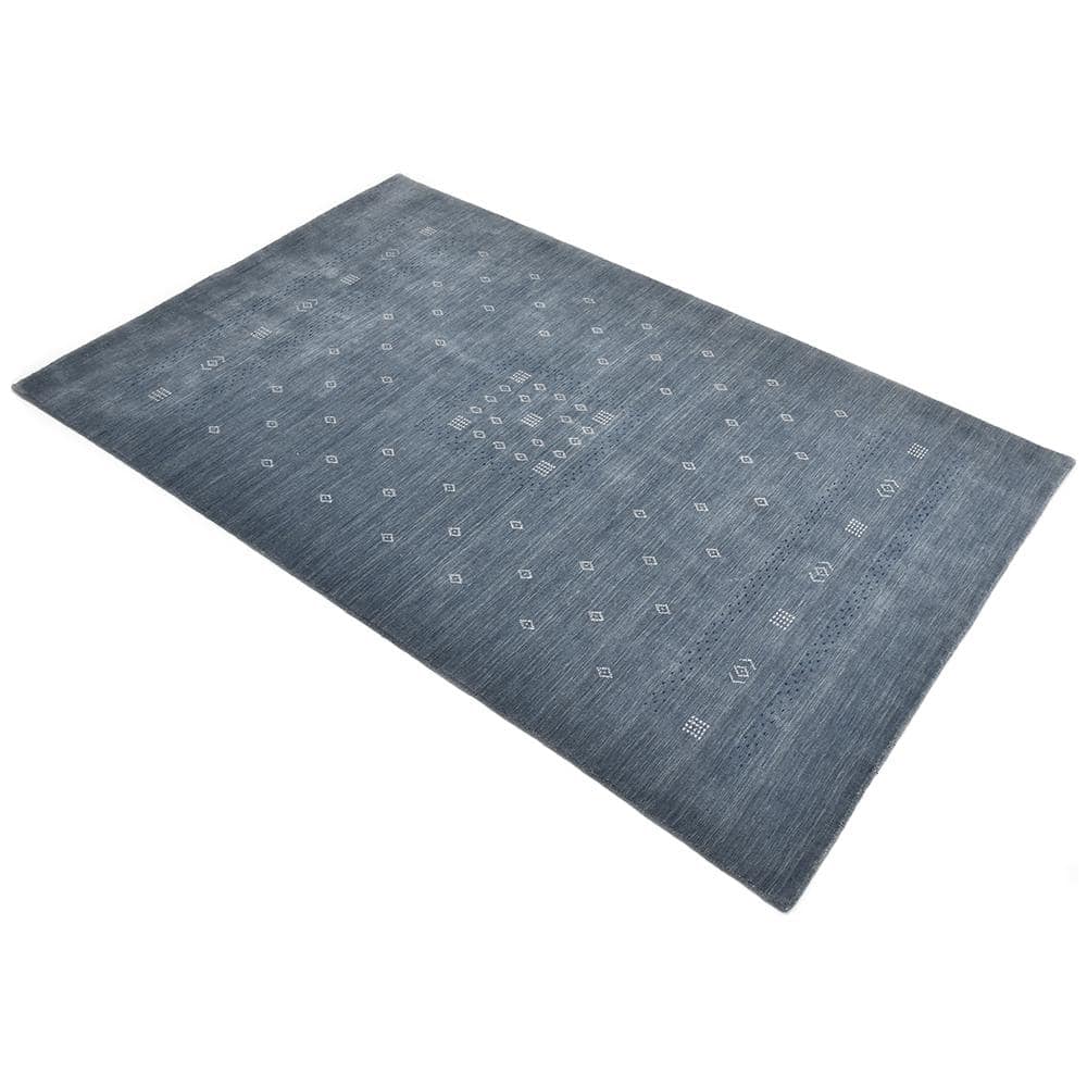 Slate Grey Hand-Knotted Wool Geometric Area Rug 9' x 12'