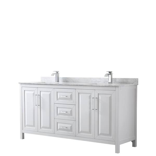 Wyndham Collection Daria 72 In Double, 72 White Vanity No Top