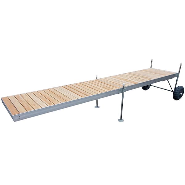 Tommy Docks 20 ft. Roll-In-Dock Straight Aluminum Frame With Removable Cedar Decking Complete Dock Package