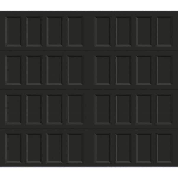Clopay Bridgeport Steel Narrow Panel 8ft x 7ft Insulated 12.9 R-Value Black Garage Door without windows
