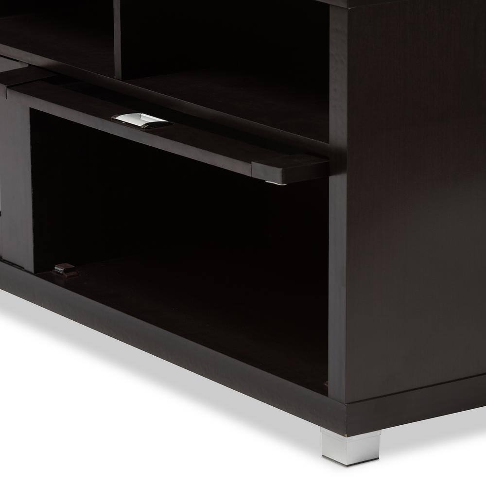 Swindon Dark Brown Modern TV Stand with Sleek Glass Doors