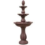 3-Tier Freestanding Waterfall Fountain, Outdoor Garden, Yard, Lawn, Porch Decor, 51 in. Tall, Brown