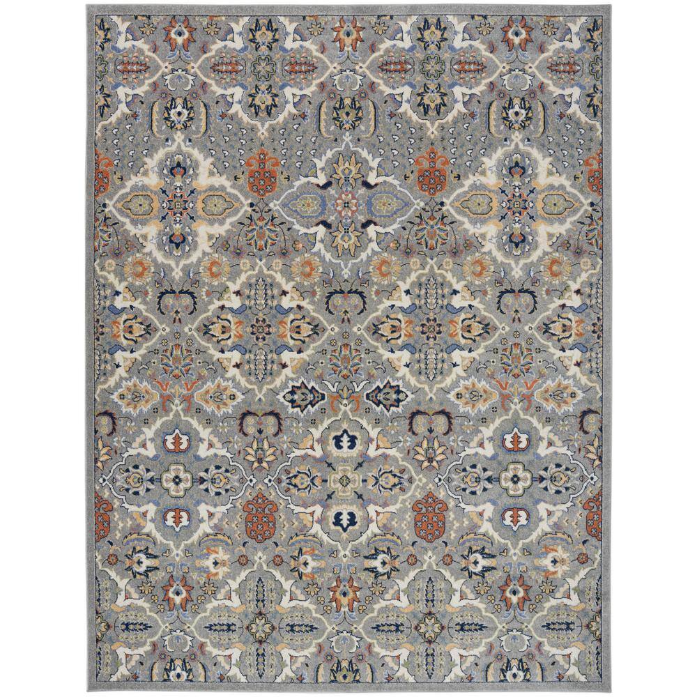Nourison Allur Grey 7 ft. x 10 ft. Abstract Medallion Transitional Area ...