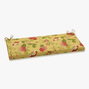 Floral Rectangular Outdoor Bench Cushion in Red