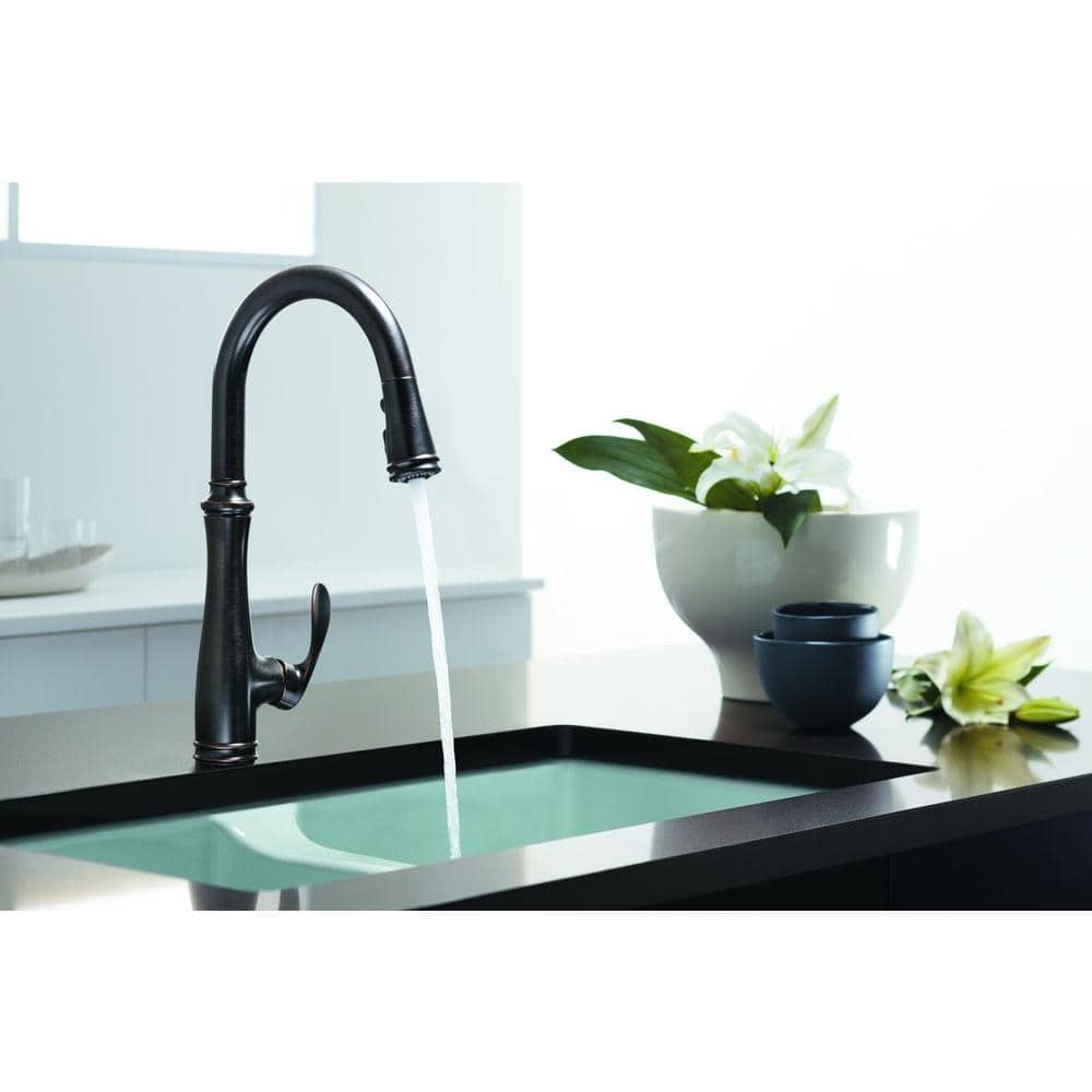 Oil-Rubbed Bronze Pull-Down Kitchen Faucet with Spray