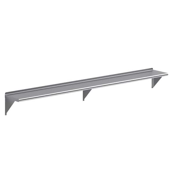 AMGOOD 12 in. x 96 in. Stainless Steel Wall Shelf Kitchen, Restaurant, Garage, Laundry, Utility Room Metal Shelf with Brackets