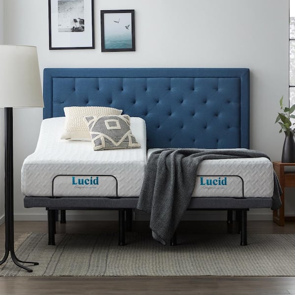 Lucid Comfort Collection Black Premium, Top Rated Split King Adjustable Bed Frame
