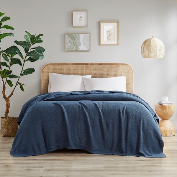 Bree Knit Indigo Acrylic Full/Queen Blanket