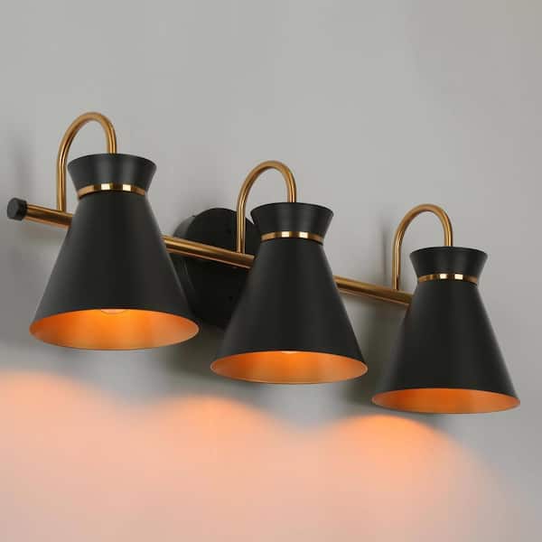 Zevni 23 in. 3-Light Polished Brass Wall Sconce, Modern