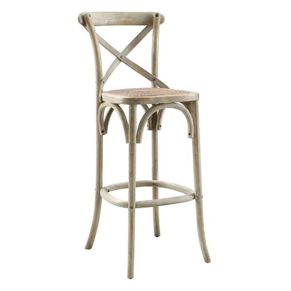 MODWAY Gear 43.5 in. ELM Wood Bar Stool in Gray