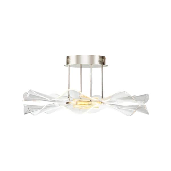 Vetrina 23.375 in. 1-Light-Light Gold Semi-Flush Mount with Clear Glass Shade