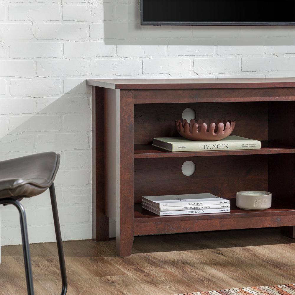 Traditional Brown 58" Wood TV Media Stand with Adjustable Shelves