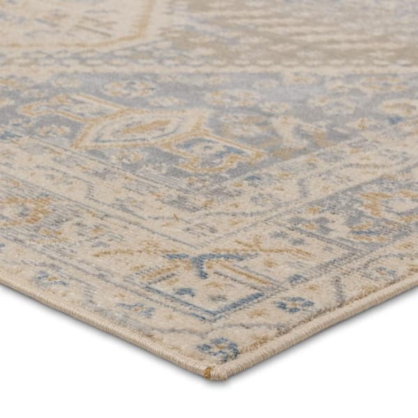 Vibe Rush Light Gray/Blue 3 ft. x 4 ft. Medallion Polypropylene Indoor/Outdoor Area Rug