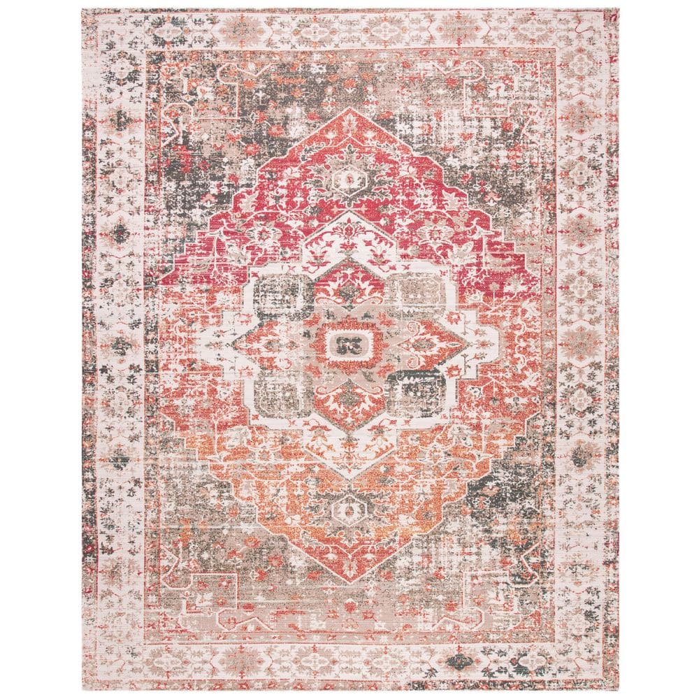 Saffron 8 ft. x 10 ft. Beige/Red Distressed Medallion Border Area Rug price history on PriceWatchPro