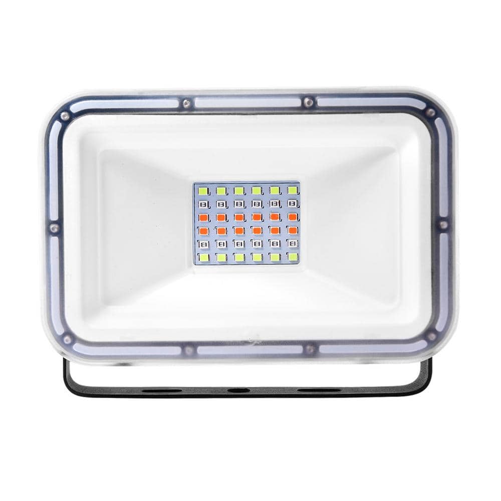 30-Watt Black Outdoor Integrated LED Thin C8 Generation Flood Light RGB Lig