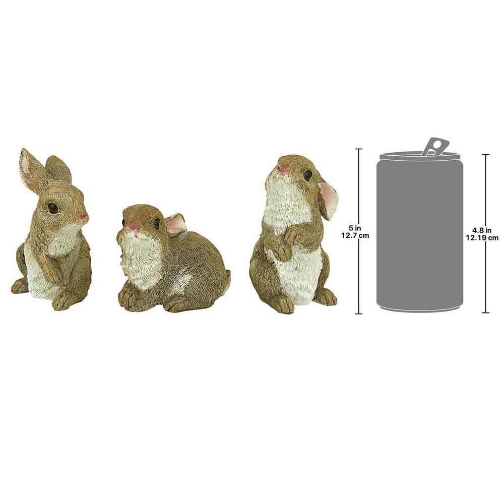 Hand-Painted Brown Resin Garden Bunny Statues Set