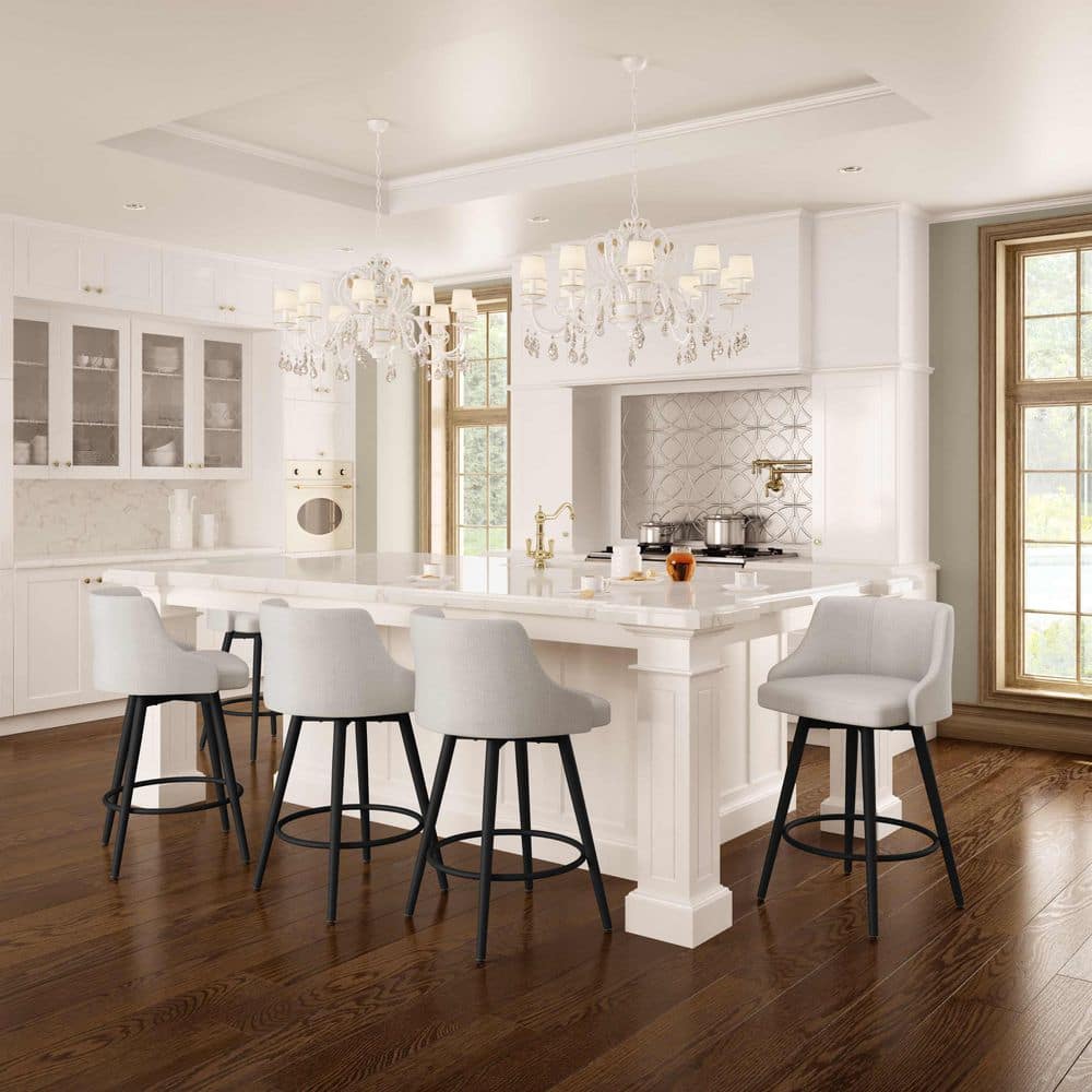 Elegant Gray Swivel Counter Stool with Memory Foam Seat