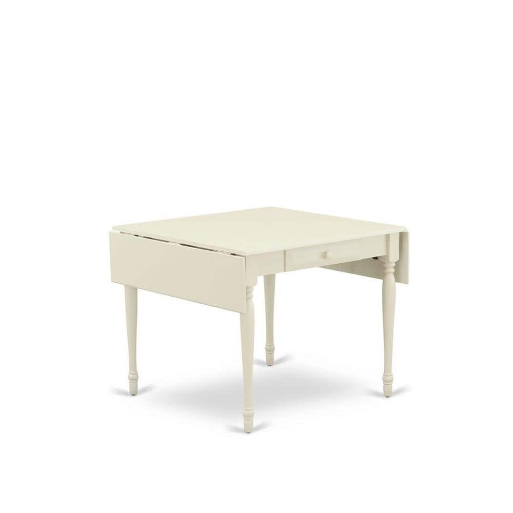 Linen White Rubberwood Dining Table Set with Beige Upholstered Chairs