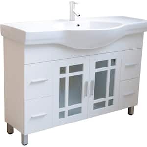 Ben 48 in. W x 18.9 in. D x 34.8 in. H Single Bath Vanity in White with White Ceramic Top with Basin