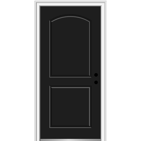 MMI Door 36 in. x 80 in. Left-Hand Inswing 2-Panel Archtop Classic Painted Fiberglass Smooth Prehung Front Door