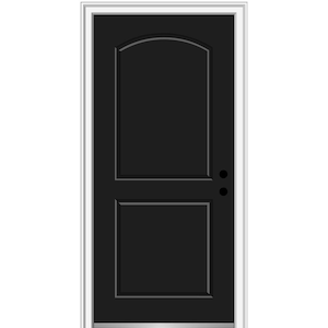 32 in. x 80 in. Left-Hand Inswing 2-Panel Archtop Classic Painted Fiberglass Smooth Prehung Front Door