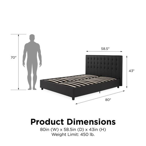 Dhp Eva Black Upholstered Faux Leather, Mainstays Bed Frame Instructions
