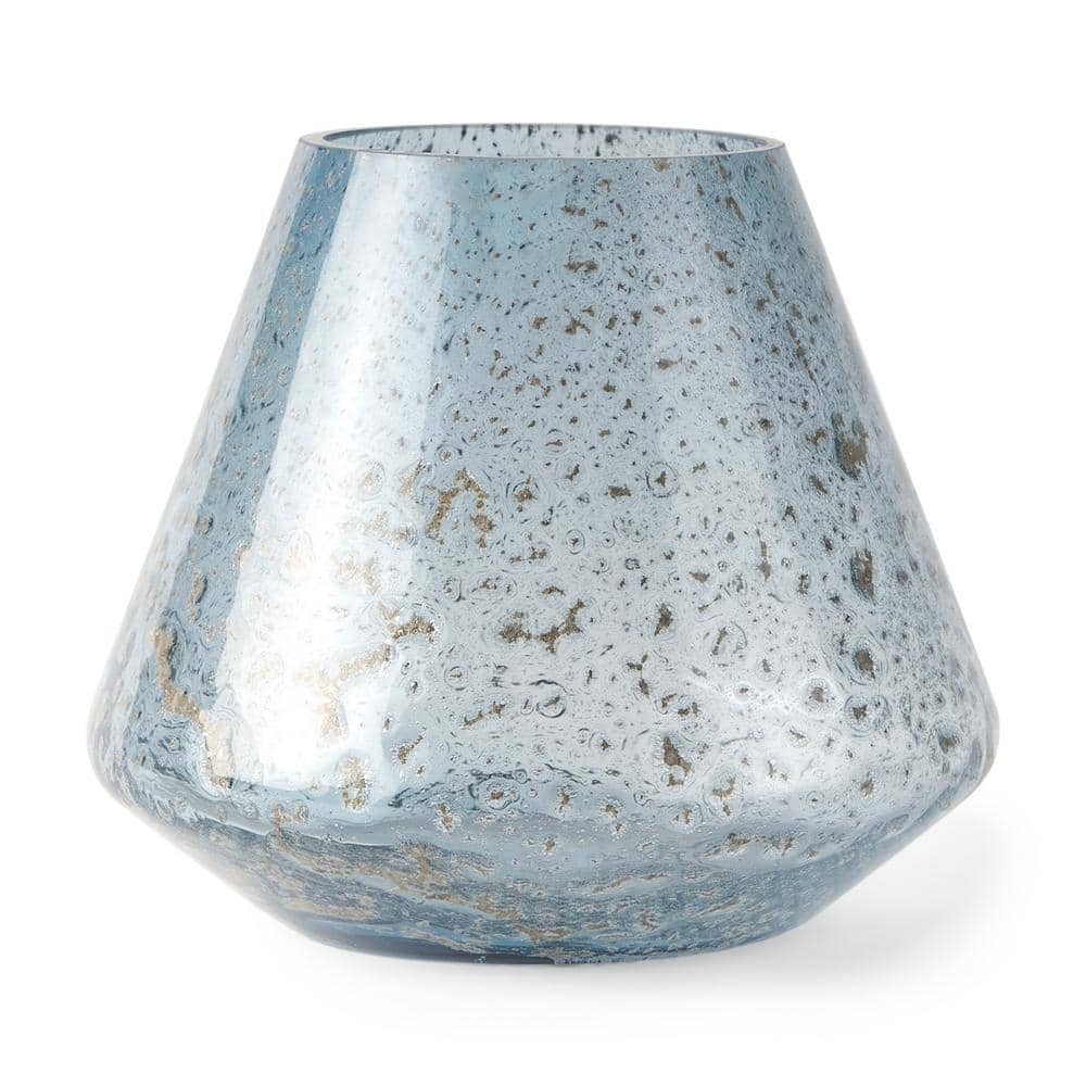 Mercana Robyn Short Blue Glass Vase 70351 - The Home Depot