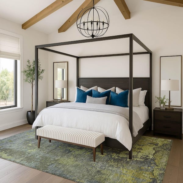 Mayfield Premium Machine Washable Abstract AMF1702 Cactus 8 ft. x 10 ft. Area Rug