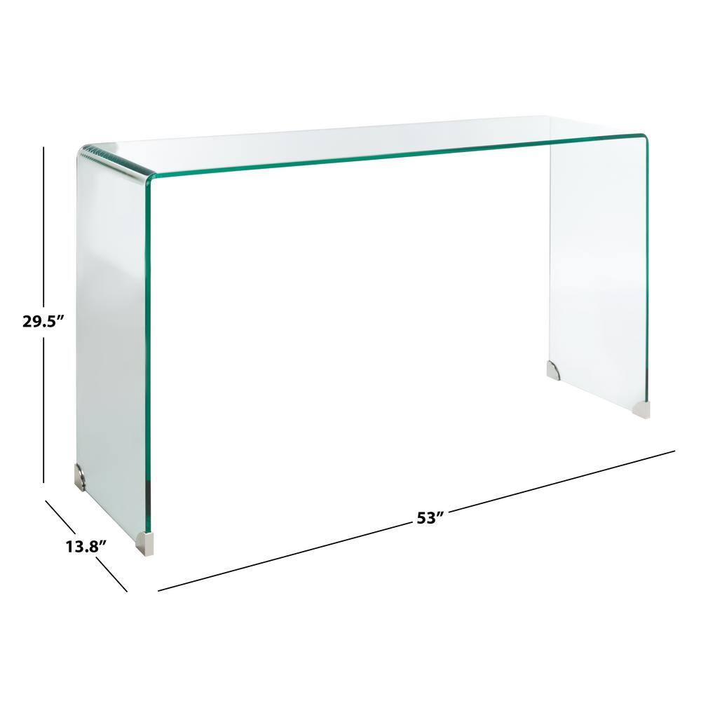 Huck Clear Tempered Glass Console Table with Rounded Corners