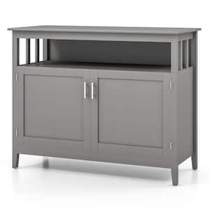 Grey Wood 45 in. Kitchen Sideboard Buffet Server Cupboard Storage Cabinet with 2 Doors