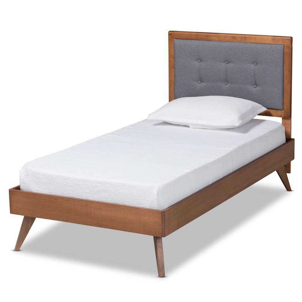 Baxton Studio Alida Brown and Dark Grey Twin Platform Bed