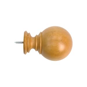Mix And Match Heritage Oak Wood Ball Curtain Rod Finial (Set of 2)