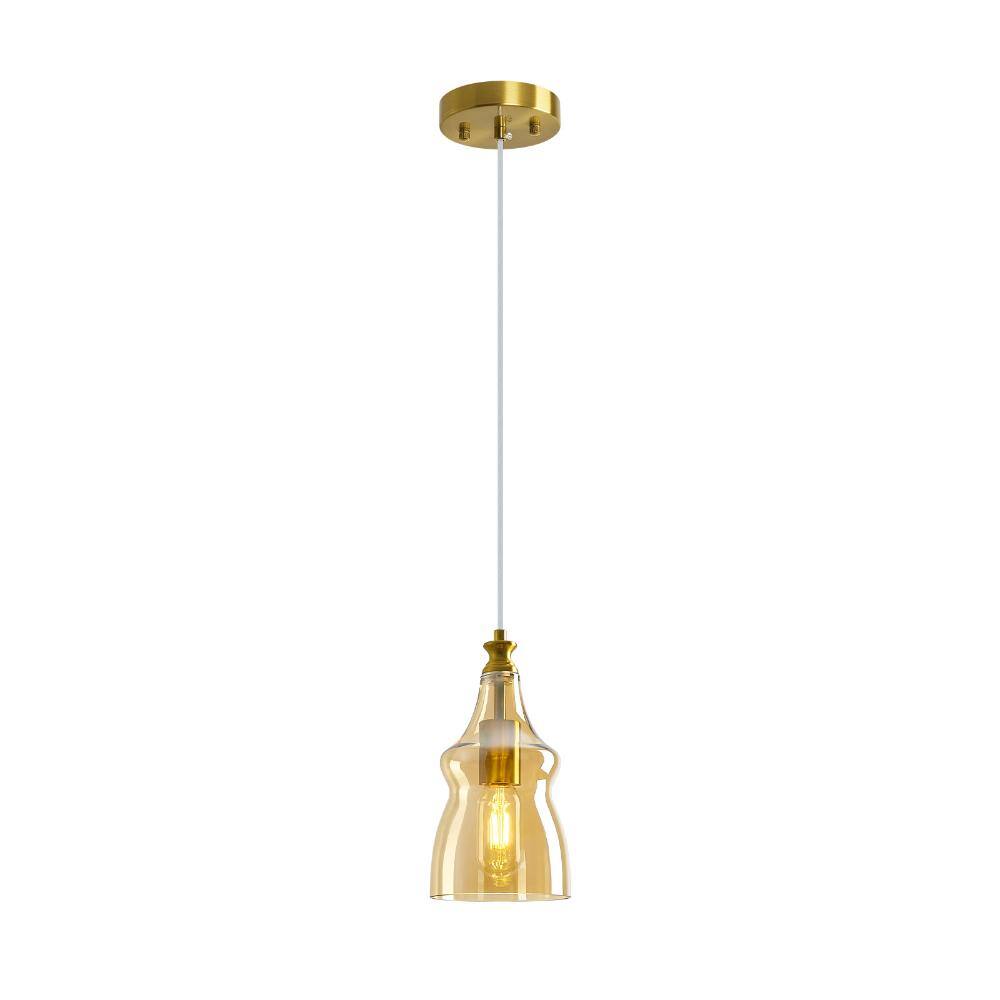 60W 1-Light Gold Pendant Light Amber Hourglass Glass Adjustable Hanging Kitchen Island  Over Sink Bedroom Office price history on PriceWatchPro