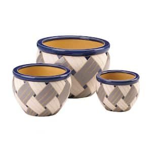 6.25 in., 8.75 in. and 12 in. Ceramic Geo Print Planter (Set of 3)